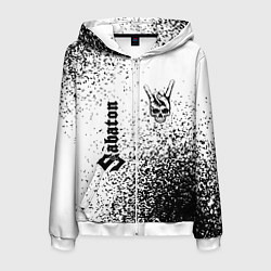 Толстовка 3D на молнии мужская Sabaton и рок символ на светлом фоне, цвет: 3D-белый