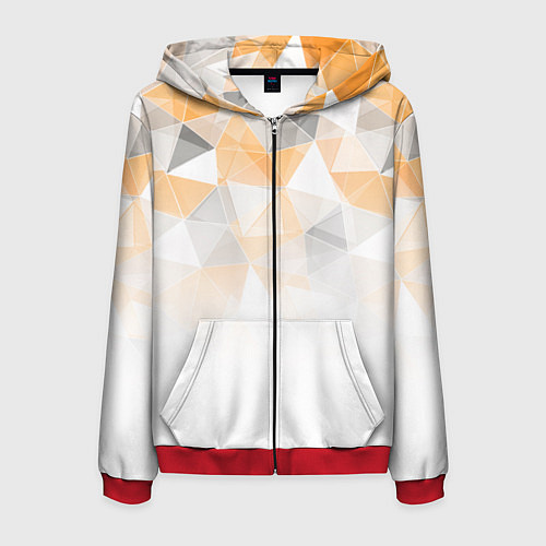Мужская толстовка на молнии Однотонный белый и желто-серый геометрический / 3D-Красный – фото 1