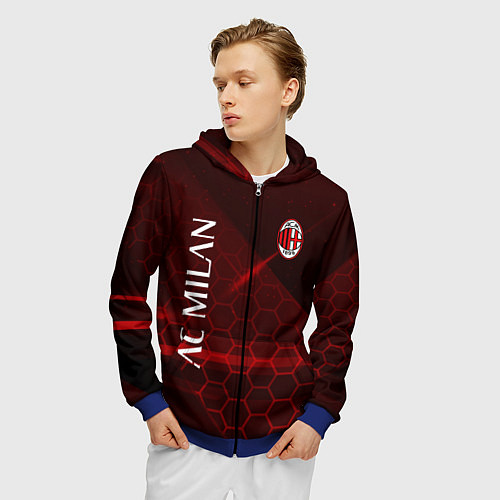 Мужская толстовка на молнии Ac milan Соты / 3D-Синий – фото 3