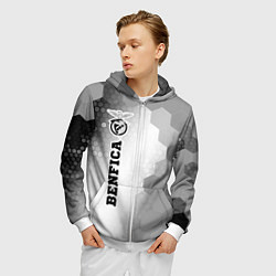 Толстовка 3D на молнии мужская Benfica sport на светлом фоне: по-вертикали, цвет: 3D-белый — фото 2