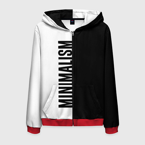 Мужская толстовка на молнии MINIMALISM - BLACK AND WHITE / 3D-Красный – фото 1