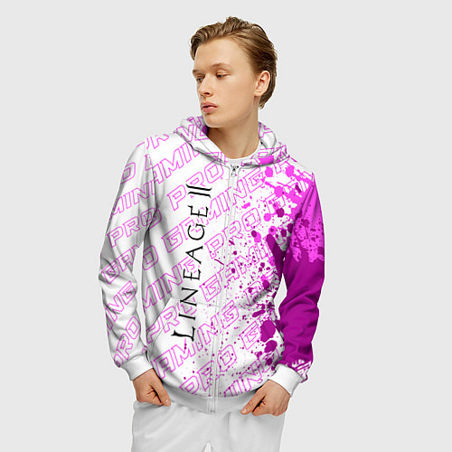 Мужская толстовка на молнии Lineage 2 pro gaming: по-вертикали / 3D-Белый – фото 3