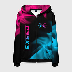 Толстовка 3D на молнии мужская Exeed - neon gradient: символ и надпись вертикальн, цвет: 3D-черный