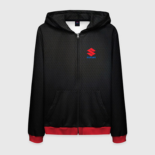 Мужская толстовка на молнии Suzuki - карбон / 3D-Красный – фото 1