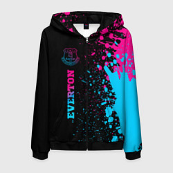 Толстовка 3D на молнии мужская Everton - neon gradient: по-вертикали, цвет: 3D-черный