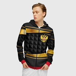 Толстовка 3D на молнии мужская Gold & black - Russia, цвет: 3D-красный — фото 2