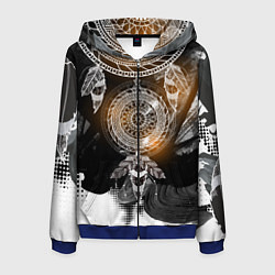 Толстовка 3D на молнии мужская В стиле бохо, цвет: 3D-синий