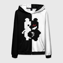 Толстовка 3D на молнии мужская Monokuma pixel, цвет: 3D-черный