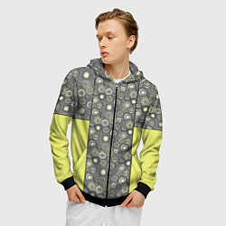 Толстовка 3D на молнии мужская Абстрактный узор с неоновыми вставками, цвет: 3D-черный — фото 2