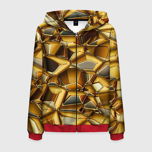 Мужская толстовка на молнии Золотые камни / 3D-Красный – фото 1