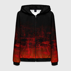 Толстовка 3D на молнии мужская Черный однотонный и гранжевый красный, цвет: 3D-черный