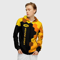 Толстовка 3D на молнии мужская Land Rover - gold gradient: по-вертикали, цвет: 3D-черный — фото 2