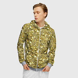 Толстовка 3D на молнии мужская Золотая чеканка - текстура, цвет: 3D-меланж — фото 2
