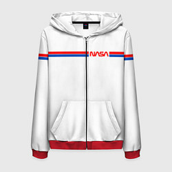 Толстовка 3D на молнии мужская Nasa - полосы, цвет: 3D-красный