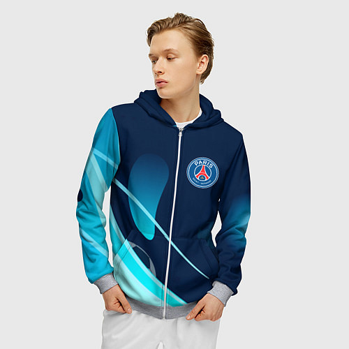 Мужская толстовка на молнии Фк псж абстракция / 3D-Меланж – фото 3