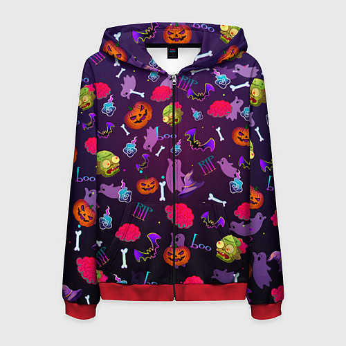 Мужская толстовка на молнии Это Хэллоуин / 3D-Красный – фото 1