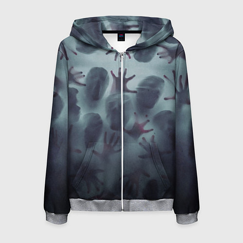 Мужская толстовка на молнии Scary faces trying to get out / 3D-Меланж – фото 1