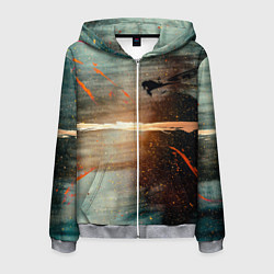 Толстовка 3D на молнии мужская Светло-синий абстрактный фон и брызки красок, цвет: 3D-меланж