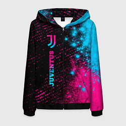 Толстовка 3D на молнии мужская Juventus - neon gradient: по-вертикали, цвет: 3D-черный