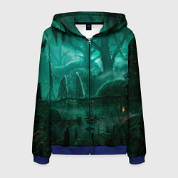 Толстовка 3D на молнии мужская Причал у болота, цвет: 3D-синий
