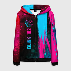 Толстовка 3D на молнии мужская Blink 182 - neon gradient: по-вертикали, цвет: 3D-черный