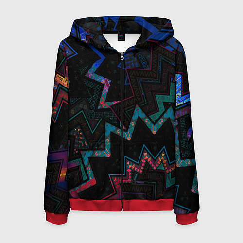 Мужская толстовка на молнии Этнический Узор / 3D-Красный – фото 1