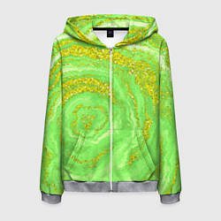 Мужская толстовка на молнии Салатовая золотистая абстракция