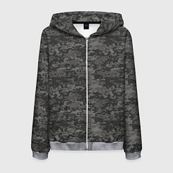 Толстовка 3D на молнии мужская Камуфляж AOR-2 серый пиксель, цвет: 3D-меланж