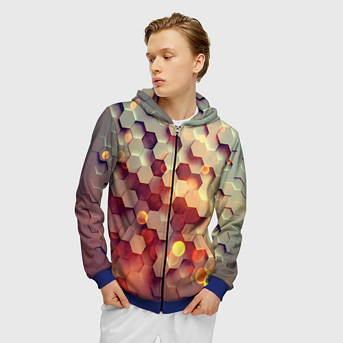 Мужская толстовка на молнии Ультра блики / 3D-Синий – фото 3