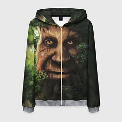 Толстовка 3D на молнии мужская Дерево с лицом мем Мудрое дерево, цвет: 3D-меланж