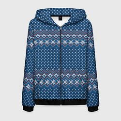 Толстовка 3D на молнии мужская Вязанный стиль - классика, цвет: 3D-черный