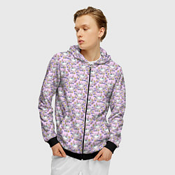 Толстовка 3D на молнии мужская Зайчики новый год 2023, цвет: 3D-черный — фото 2