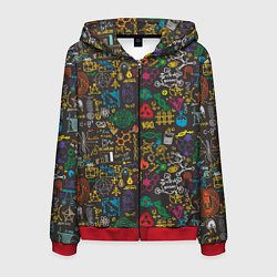 Толстовка 3D на молнии мужская Шпаргалка по химии, цвет: 3D-красный