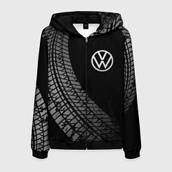 Толстовка 3D на молнии мужская Volkswagen tire tracks, цвет: 3D-черный