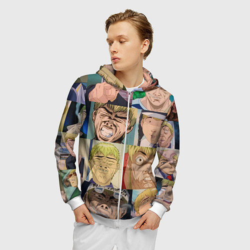 Мужская толстовка на молнии Лицо ГТО / 3D-Белый – фото 3