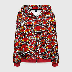 Толстовка 3D на молнии мужская Геометри Даш демоны паттерн, цвет: 3D-красный