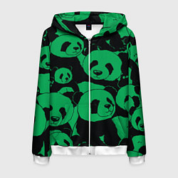 Толстовка 3D на молнии мужская Panda green pattern, цвет: 3D-белый