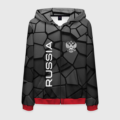 Мужская толстовка на молнии Черная броня Россия / 3D-Красный – фото 1