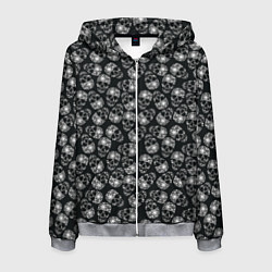 Толстовка 3D на молнии мужская Черепа со звёздами, цвет: 3D-меланж