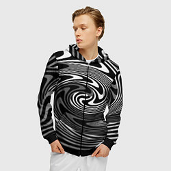 Толстовка 3D на молнии мужская Black and white abstract pattern, цвет: 3D-черный — фото 2