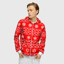 Толстовка 3D на молнии мужская Winter snowflakes, цвет: 3D-белый — фото 2