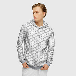 Толстовка 3D на молнии мужская Белый ромб, цвет: 3D-меланж — фото 2
