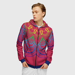 Толстовка 3D на молнии мужская Viva magenta mandala, цвет: 3D-синий — фото 2