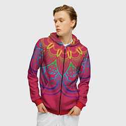 Толстовка 3D на молнии мужская Viva magenta mandala, цвет: 3D-красный — фото 2