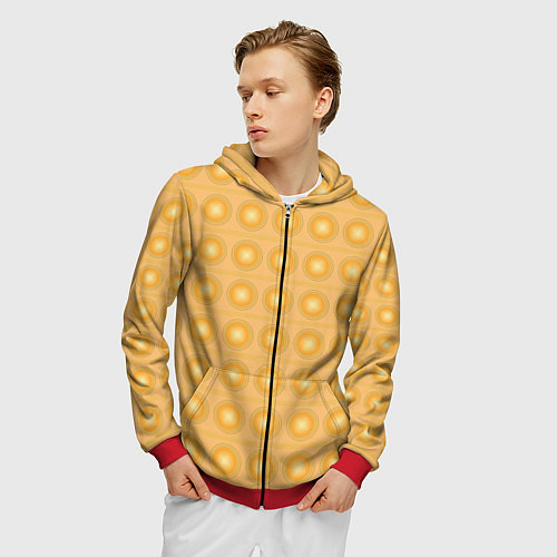 Мужская толстовка на молнии Желтые пузыри / 3D-Красный – фото 3