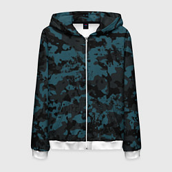 Толстовка 3D на молнии мужская Тёмно-синий камуфляж, цвет: 3D-белый