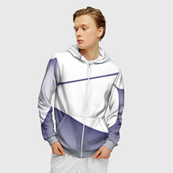 Толстовка 3D на молнии мужская Абстрактный белый и фиолетовый паттерн, цвет: 3D-меланж — фото 2