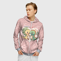 Толстовка 3D на молнии мужская Миссис и Мистр Влюбленные динозавры, цвет: 3D-меланж — фото 2