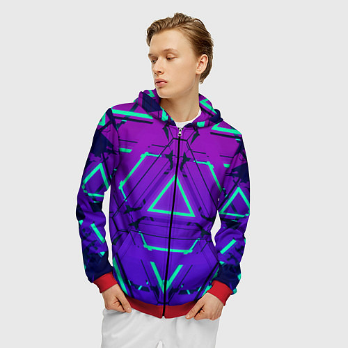 Мужская толстовка на молнии Cyber armor - neon / 3D-Красный – фото 3