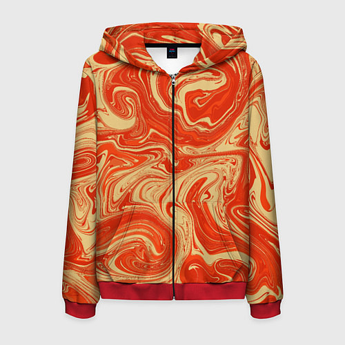Мужская толстовка на молнии Апельсиновый узор / 3D-Красный – фото 1